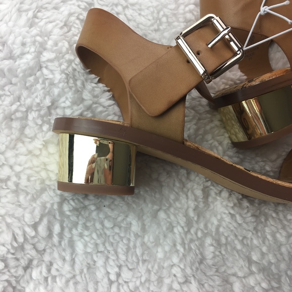 NEW! Sam Edelman Trixie sandals cognac gold heel - Picture 5 of 8